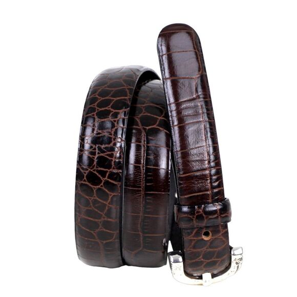 Ann Taylor Accessories - Ann Taylor CROCO BROWN GENUINE LEATHER 3/4"Wd DRESS WOMEN'S BELT Sz M (T11